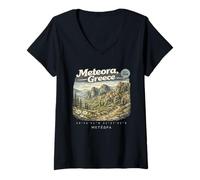 Femme Voyage des monastères des Météores à Meteora Helas Grèce T-Shirt avec Col en V