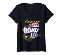 Femme Voyage en Voiture au Colorado 2026 T-Shirt avec Col en V