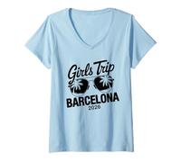 Femme Voyage Filles Barcelone 2026 T-Shirt avec Col en V