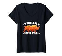 Femme Voyage Must Have Safari I'd Rather Be in South Africa T-Shirt avec Col en V