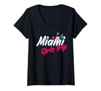 Femme Voyage pour Filles à Miami, Escapade d'un W nd 2023 | Vacation Floral T-Shirt avec Col en V