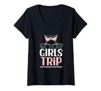 Femme Voyage pour Filles L'itinéraire est facultatif (Graphique du Week-End) T-Shirt avec Col en V