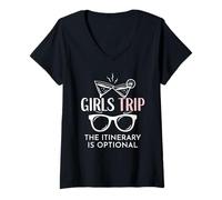 Femme Voyage pour Filles : l'itinéraire est facultatif (Graphique du Week-End) T-Shirt avec Col en V