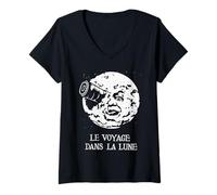 Femme Voyage vers la lune, classique du film muet, cadeau vintage T-Shirt avec Col en V