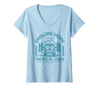 Femme Voyager - Explorer Plus, s'inquiéter Moins Van T-Shirt avec Col en V