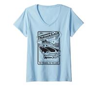 Femme Voyager vers Voyage, C'est Vivre L'Aventure Road Trip T-Shirt avec Col en V