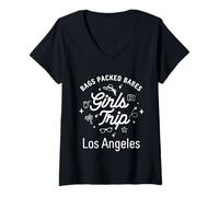 Femme Voyages de Vacances pour Filles à Los Angeles T-Shirt avec Col en V
