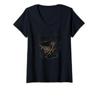 Femme Wabi Sabi Kintsugi Bol Zen Japonais Imparfait Beauté Art T-Shirt avec Col en V