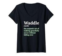 Femme Waddle : l'art majestueux de Marcher sur la Glace pour Les Amoureux des Pingouins T-Shirt avec Col en V