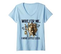 Femme Wait for Me I Have Little Legs Bouledogue français Amusant T-Shirt avec Col en V