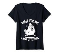 Femme Wait for Me I Have Little Legs Chicken Humour Funny Chick T-Shirt avec Col en V