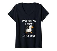 Femme Wait for Me I Have Little Legs Funny Joke Saying T-Shirt avec Col en V