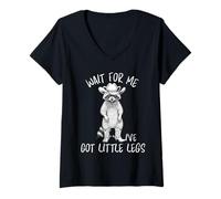 Femme Wait for Me Ive Got Little Legs Funny Raton Laveur Cowboy T-Shirt avec Col en V