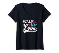 Femme Walk in Love, Femmes et Jeunes T-Shirt avec Col en V