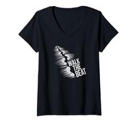 Femme Walk The Beat Musique et Danse Graphique Hip Hop Rap T-Shirt avec Col en V