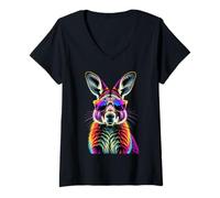 Femme Wallaby Australie Amour Outback Doux Kangourou Sauvage T-Shirt avec Col en V