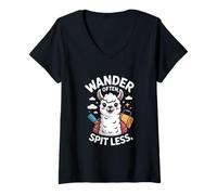 Femme Wander Often Spit Less Lama T-Shirt avec Col en V
