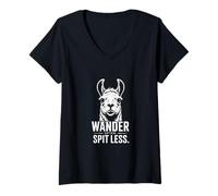 Femme Wander Often Spit Less Lama T-Shirt avec Col en V