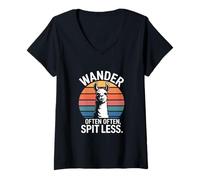 Femme Wander Often Spit Less Lama T-Shirt avec Col en V