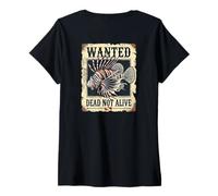 Femme Wanted Dead Not Alive - Plongée sous-Marine Amusante avec Lionfish T-Shirt avec Col en V