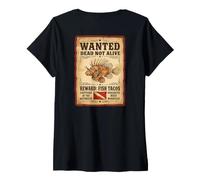 Femme Wanted Dead Not Alive | Récompense Tacos de Poisson T-Shirt avec Col en V