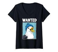 Femme Wanted Fries Mouette T-Shirt avec Col en V