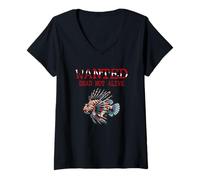 Femme Wanted Lionfish Dead Not Alive - Drôle de plongée sous-Marine T-Shirt avec Col en V