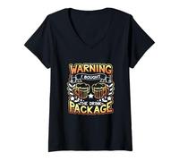 Femme Warning I Bught The Drink Package Nouveauté T-Shirt avec Col en V