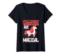 Femme Warriors are Magical Long Q-T Syndrome Sensibilisation Licorne T-Shirt avec Col en V