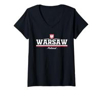 Femme Warsaw Poland/Polska T-Shirt avec Col en V
