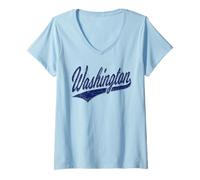 Femme Washington DC Script Classique Jersey Style T-Shirt avec Col en V