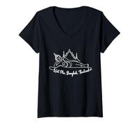 Femme Wat Pho, Bangkok, Thaïlande Signature Heart Art Souvenir T-Shirt avec Col en V