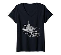 Femme Wat Phra That Doi Suthep, Chiang Mai, Thaïlande Art Souvenir T-Shirt avec Col en V