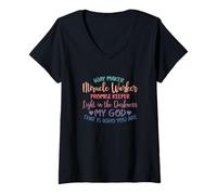 Femme Way Maker Miracle Worker Promise Keeper God Faith Jésus T-Shirt avec Col en V