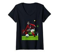 Femme Wayne Rooney Angleterre - Australie Coupe du Monde de Football 2003 T-Shirt avec Col en V