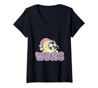 Femme WDNC We Do Not Care Funny Cute Women Moon Stars Ménopause T-Shirt avec Col en V