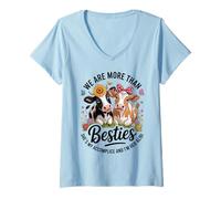 Femme We are More Than Besties Cute Cow Friends Funny Quote T-Shirt avec Col en V