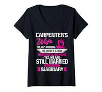Femme We are Still Married Funny Carpenter Wife Girlfriend Women T-Shirt avec Col en V