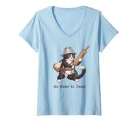 Femme We Bake At Dawn Chat Baker Pun Feline T-Shirt avec Col en V