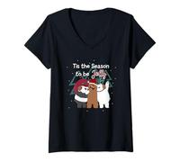 Femme We Bare Bears Tis The Season Noël T-Shirt avec Col en V