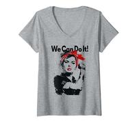 Femme we can do it T-Shirt avec Col en V