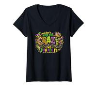 Femme We Dont Hide The Crazy We Parade It Perles Masque Mardi Gras T-Shirt avec Col en V