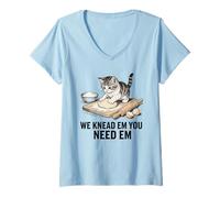 Femme We Knead Em You Need Em Pâte à pétrir pour Chat T-Shirt avec Col en V