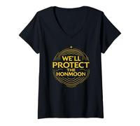 Femme We 'LL Protect The Honmoon Assortiment de Musique d'amitié pour Enfants T-Shirt avec Col en V