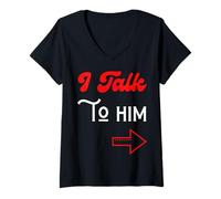 Femme We Talk IDK Single Or Naw Relation Status Valentines T-Shirt avec Col en V