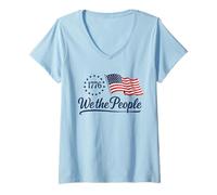 Femme We The People 1776 Drapeau T-Shirt avec Col en V