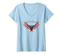 Femme We The People Pygargue à tête Blanche avec Drapeau américain Patriotique T-Shirt avec Col en V