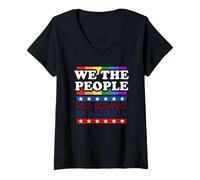 Femme We The People Rainbow No Kings In America Déclaration T-Shirt avec Col en V