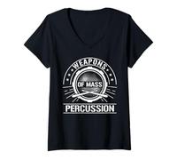 Femme Weapons of Mass Percussion for a Drummer T-Shirt avec Col en V