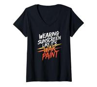 Femme WEARING SUNSCREEN LIKE IT'S WAR PAINT T-Shirt avec Col en V